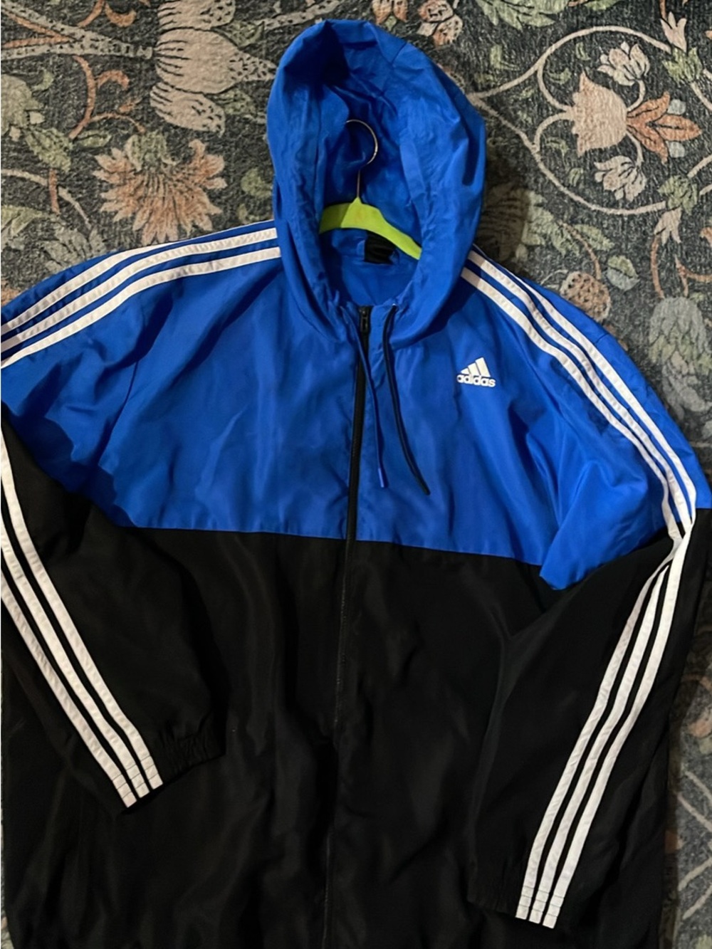 adidas Blue and Black Hooded Windbreaker Jacket